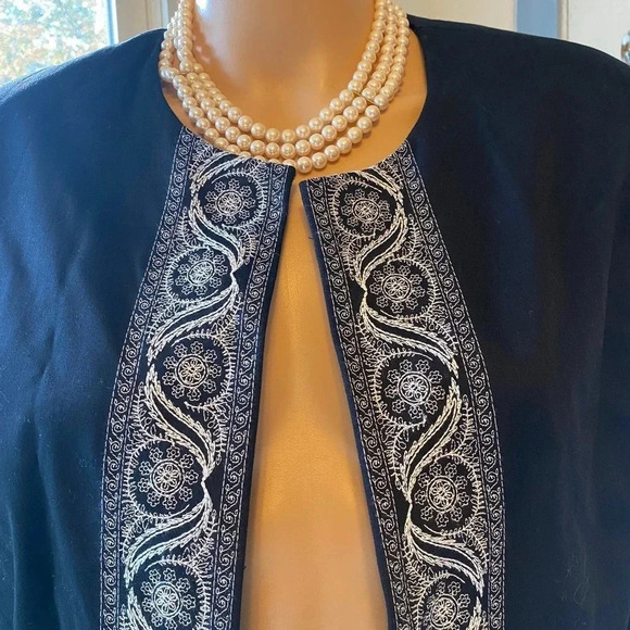 Jones New York Black White Lace Trim Career Wear Open Blazer Jacket Women Sz14 - Picture 7 of 7